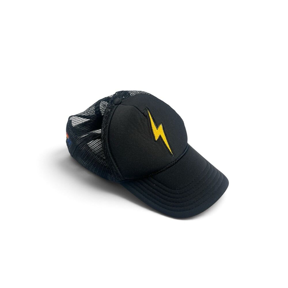 Aviator Nation Bolt Trucker Hat Black Mesh Retro Adjustable Streetwear Casual